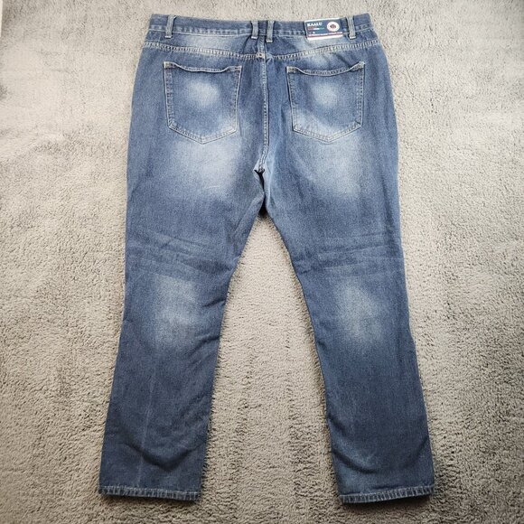 Men's Slim Straight Leg Moto Jeans Size 42 Stretch Biker Articulated Knees Kaalu - Picture 2 of 10